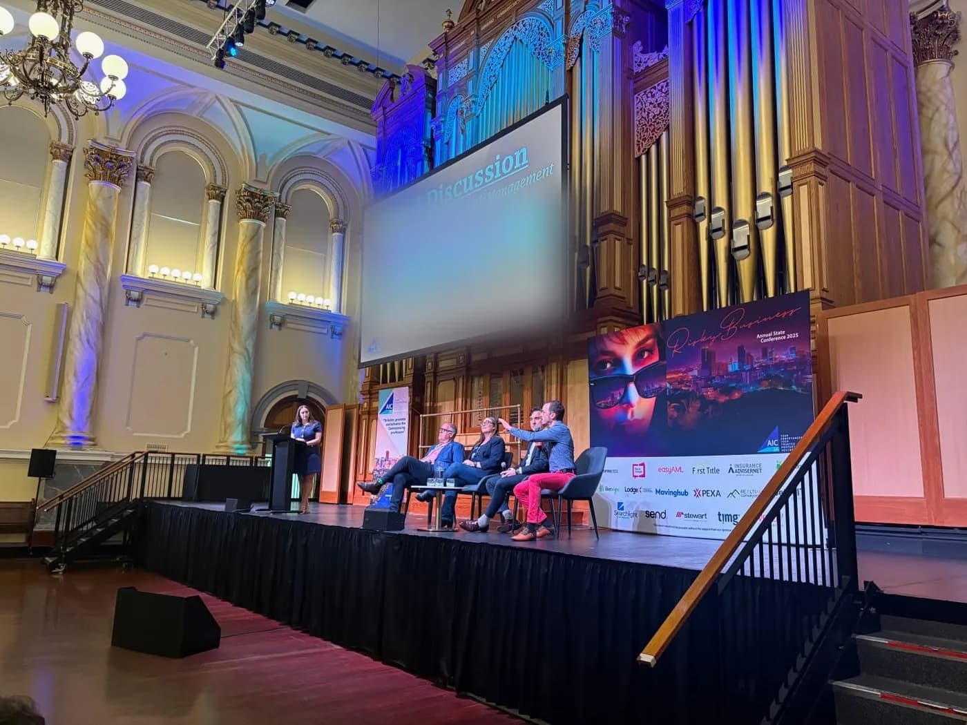 Chris Lourenco seated on the expert panel as the AI expert at the Australian Institute of Conveyancers SA state convention